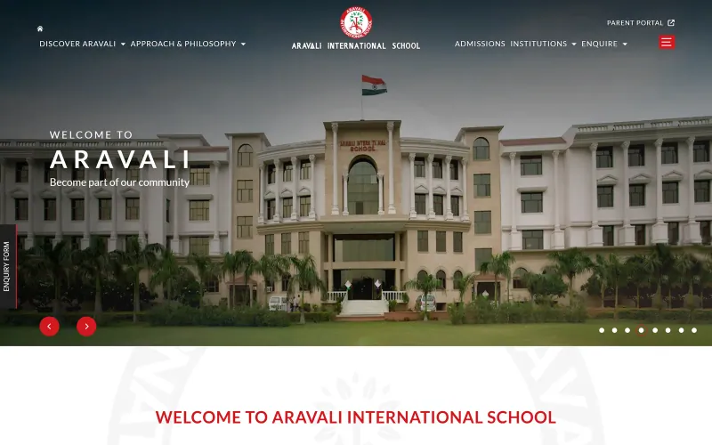 Front page of the Aravali International School website