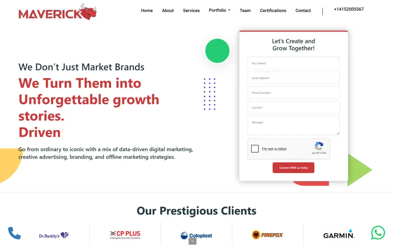Front page of the Maverick Global website