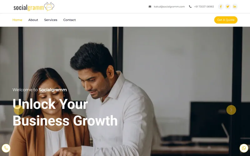 Front page of the Social Gram website