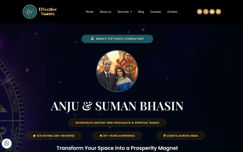 Front page of the Effective Vastu website