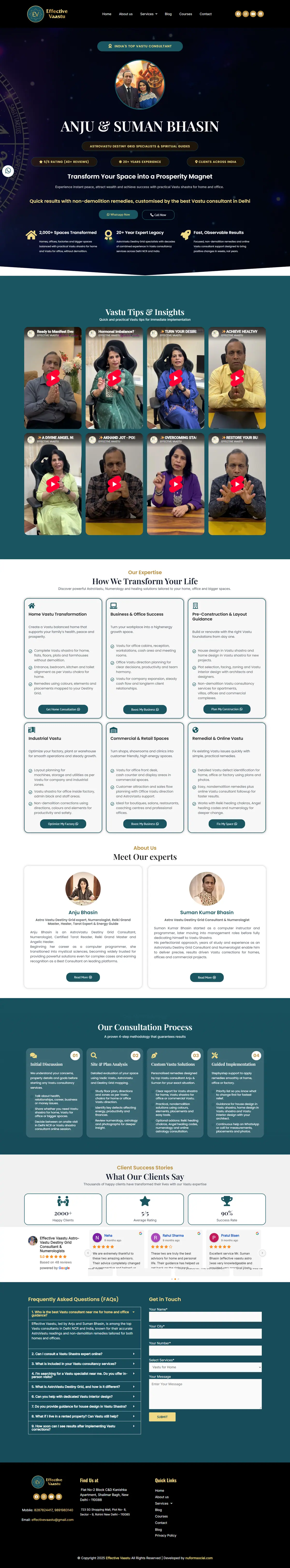 The whole Effective Vastu front page, top to bottom