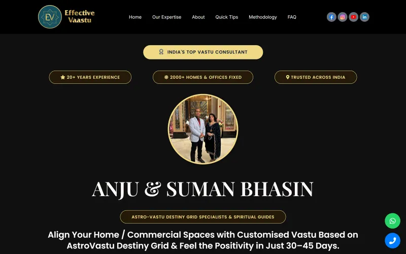 Front page of the landing page