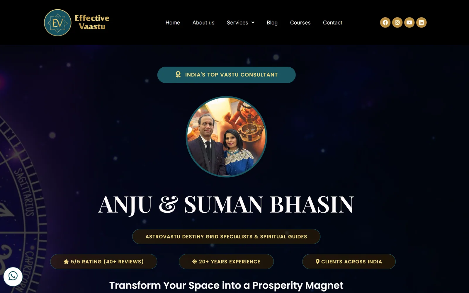 Front page of the Effective Vastu website