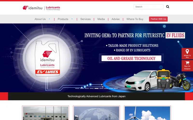Front page of the Idemitsu India website