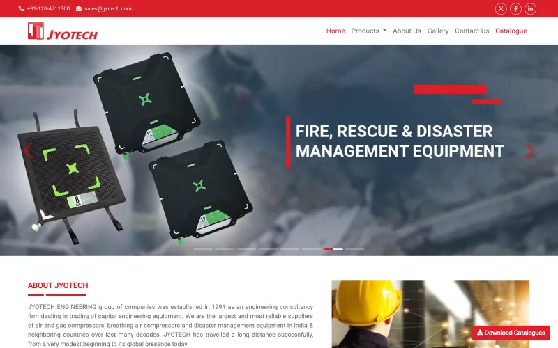 Front page of the Jyotech website