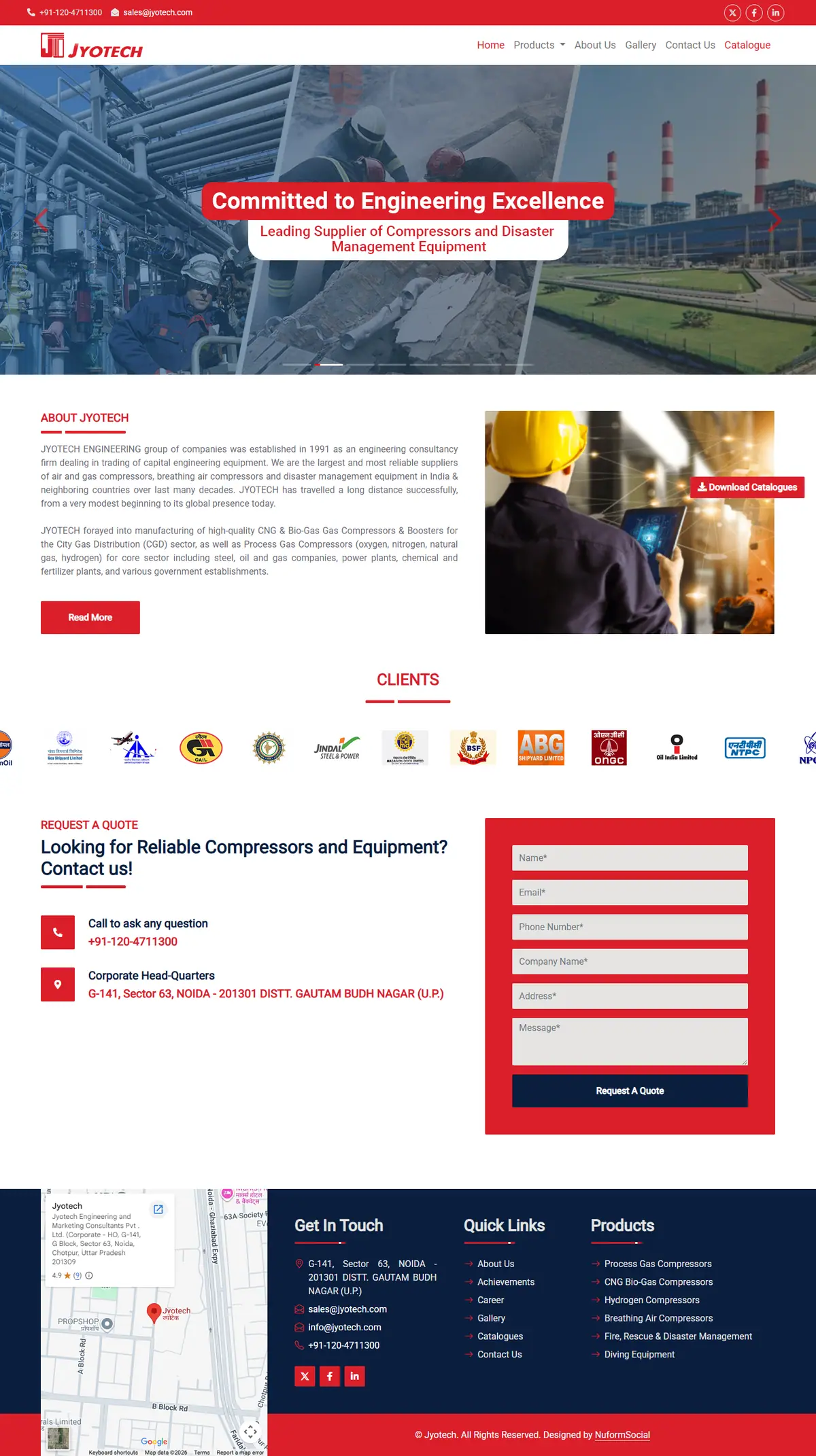 The whole Jyotech front page, top to bottom