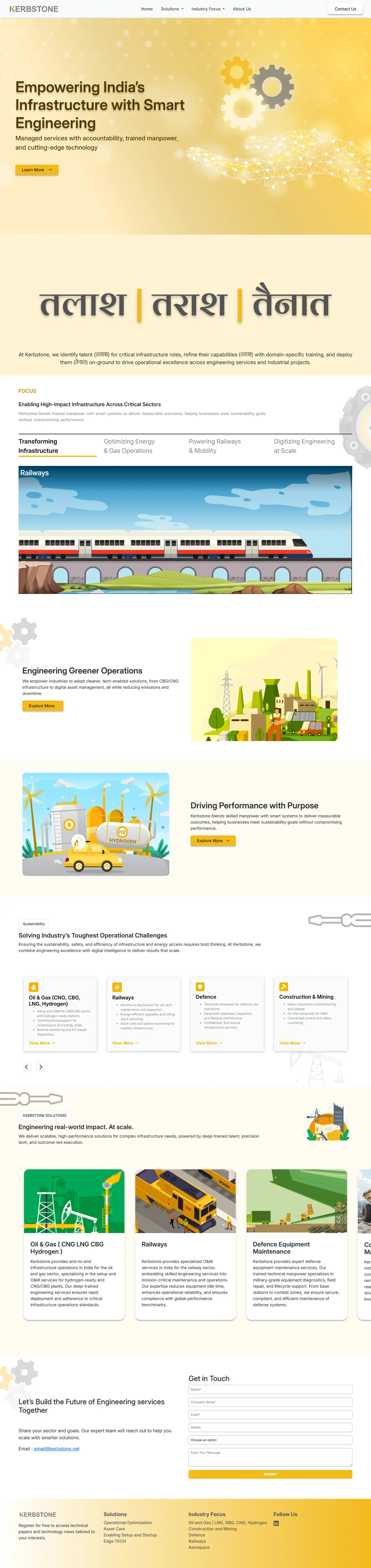The whole Kerbstone Energy Solutions front page, top to bottom
