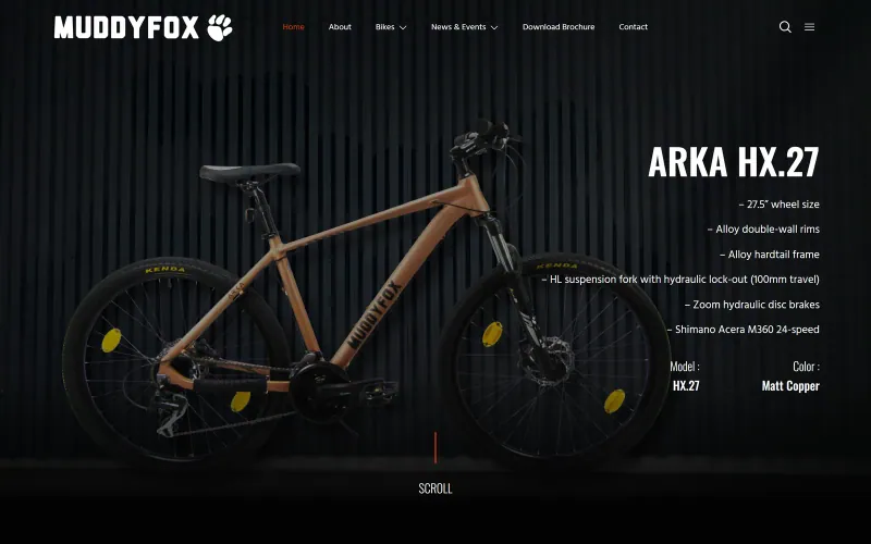Front page of the Muddyfox India website