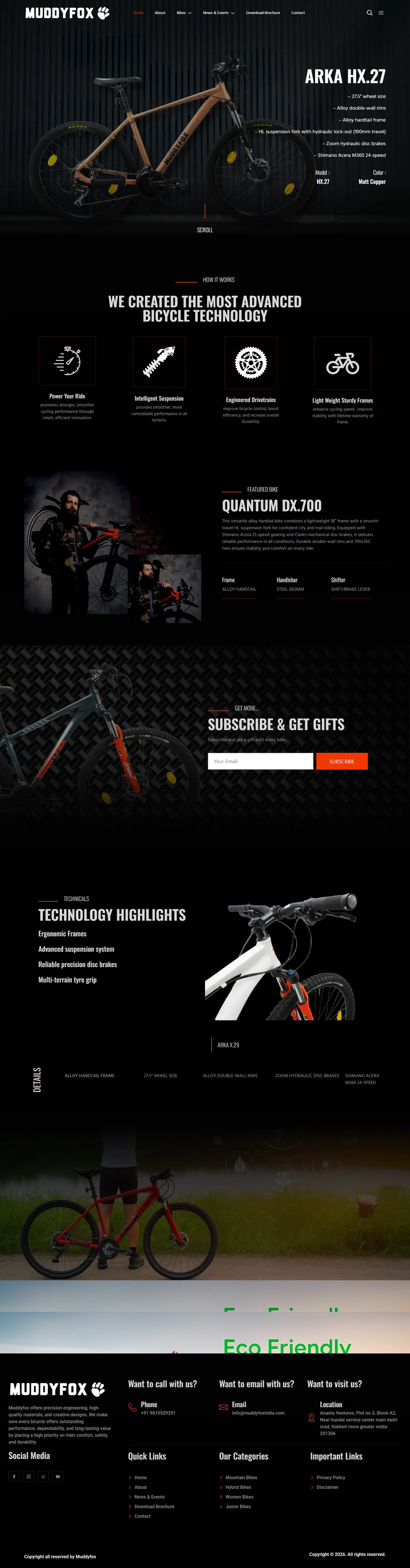 The whole Muddyfox India front page, top to bottom