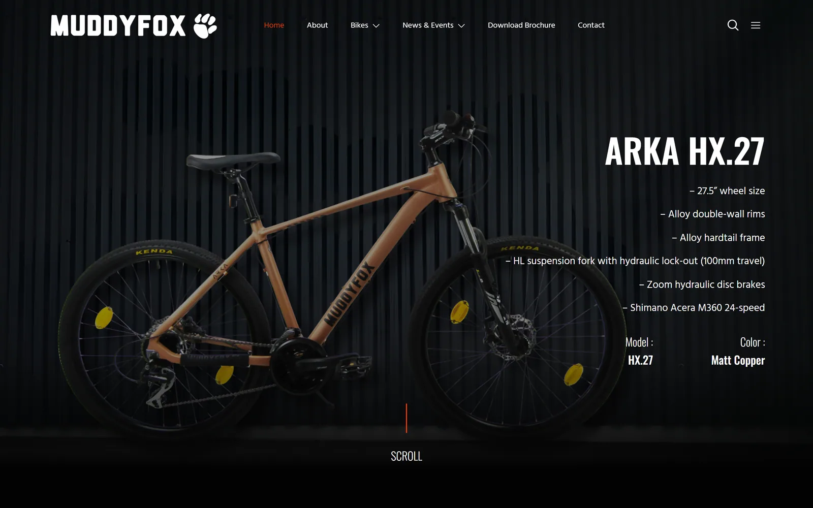 Front page of the Muddyfox India website