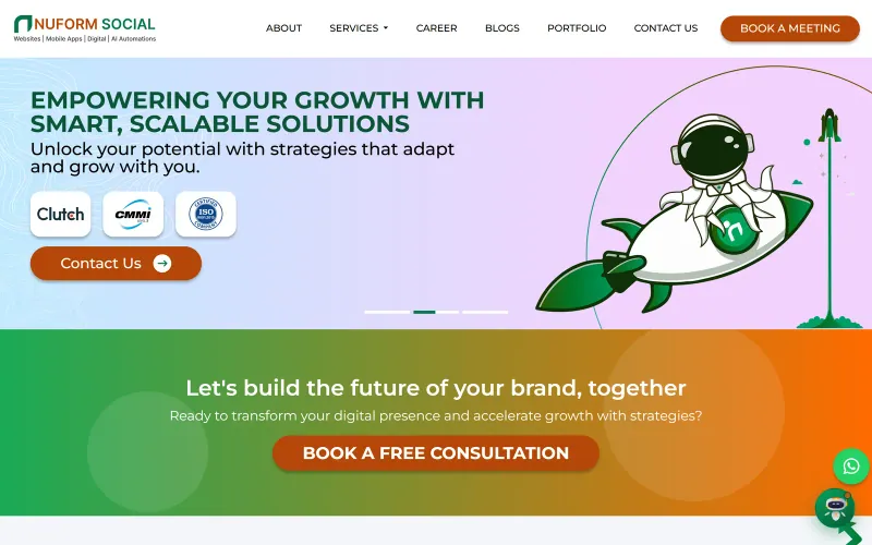 Front page of the Nuform Social website