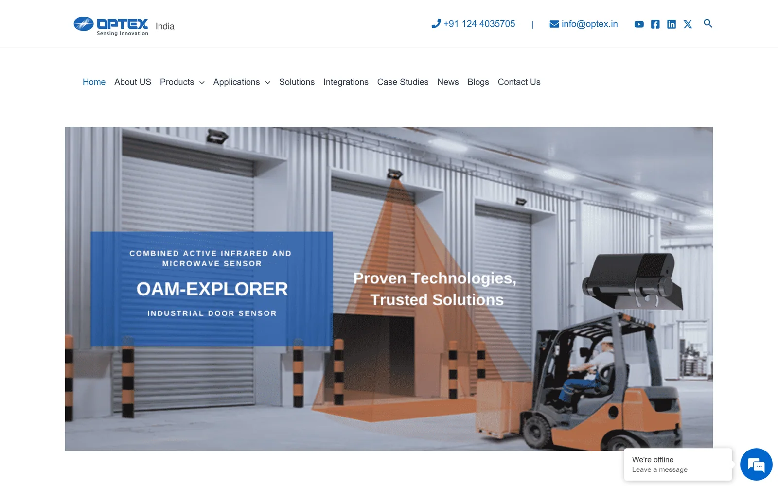 Front page of the Optex Pinnacle website