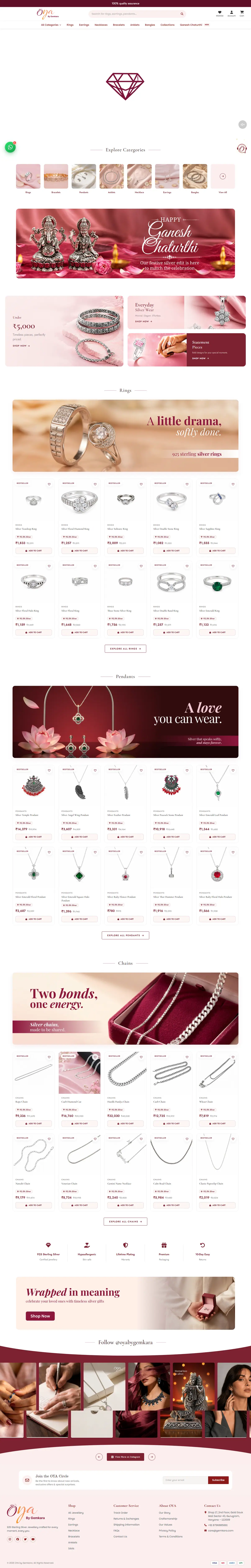 The whole OYA by Gemkara front page, top to bottom