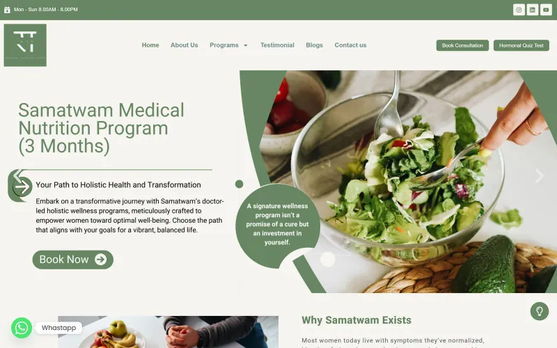 Front page of the Samatwam website