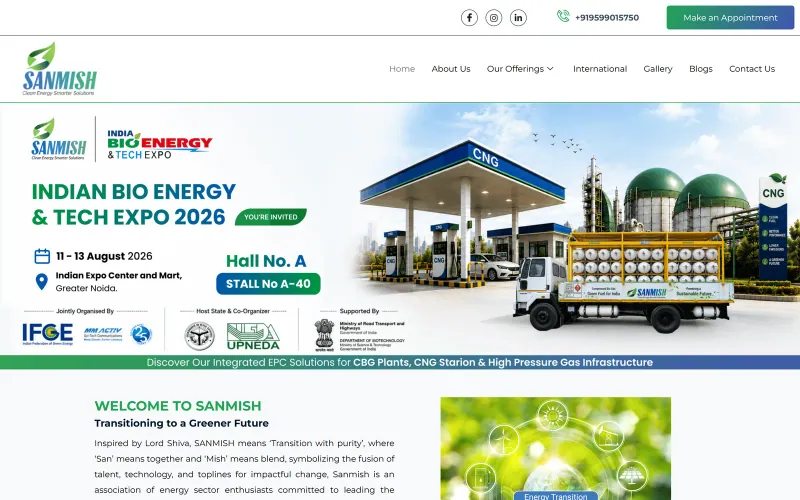 Front page of the Sanmish Energies website