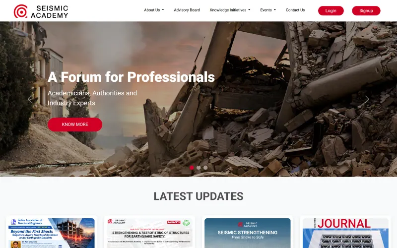 Front page of the Seismic Academy website