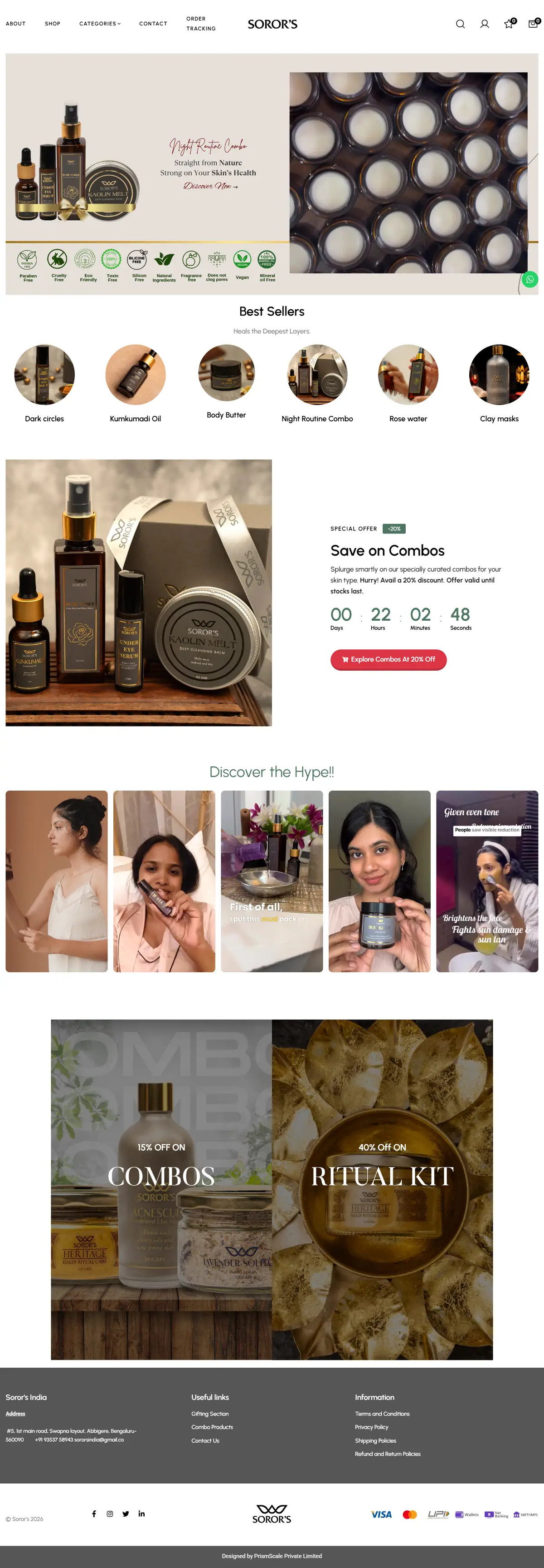 The whole Soror's India front page, top to bottom