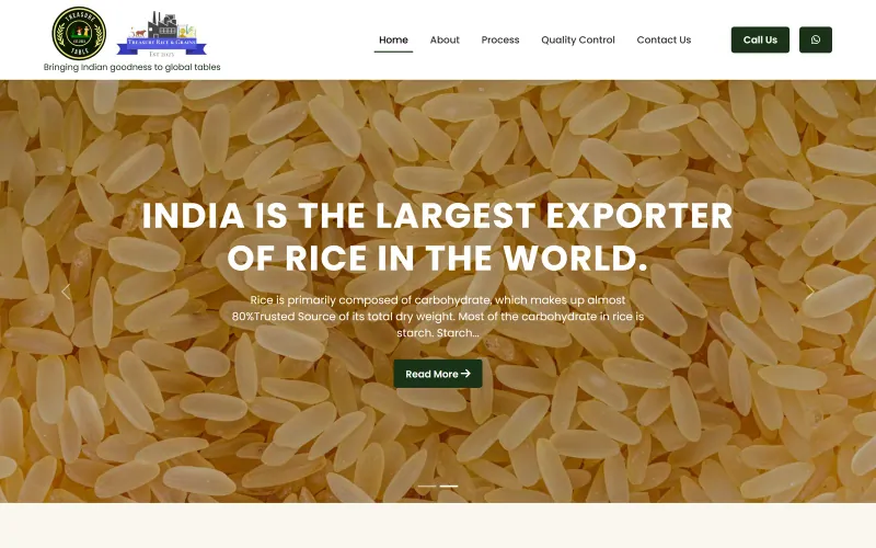 Front page of the Treasure Table website